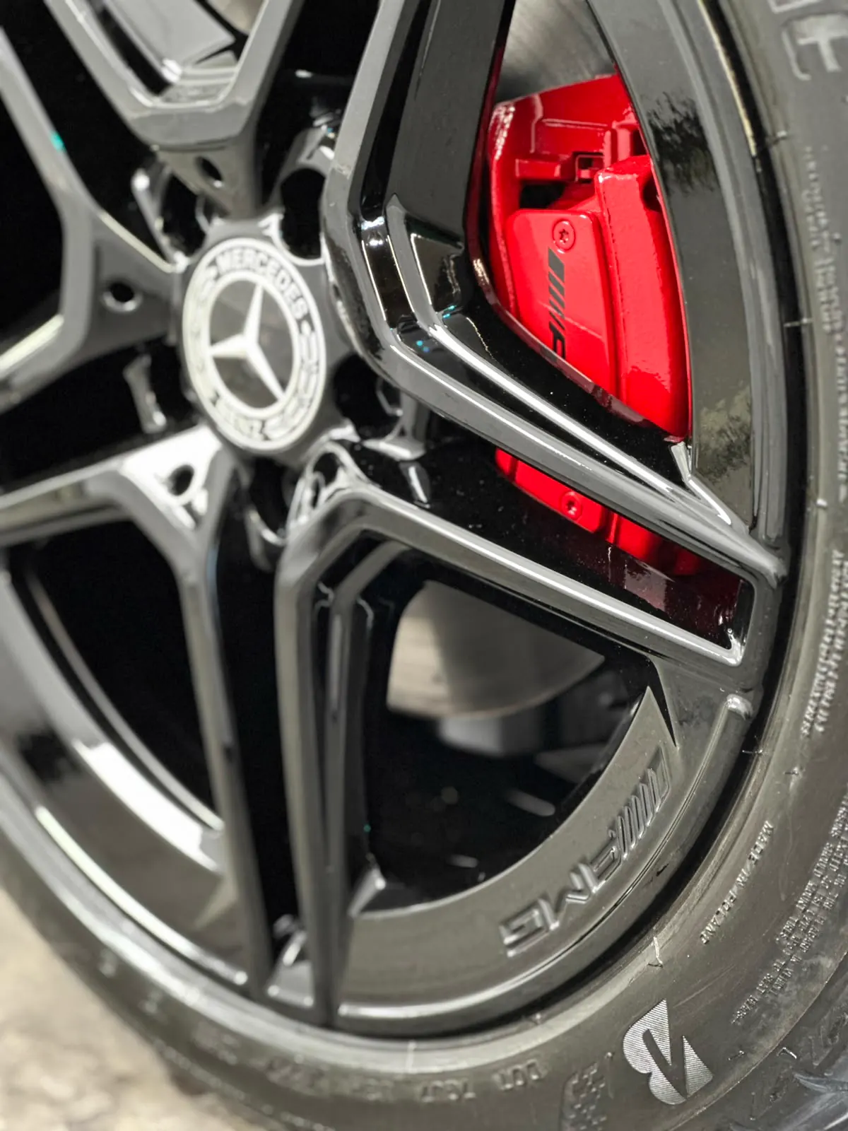 Mercedes alloy wheel prepared for refurbishment